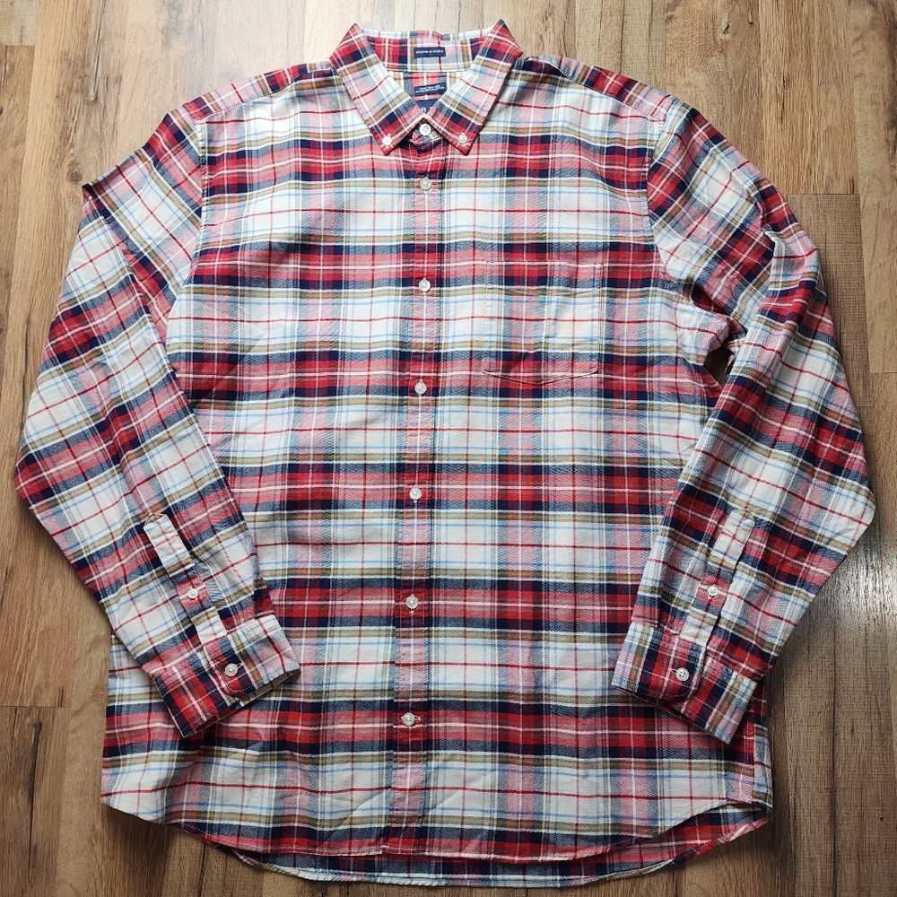 ❗️NWT❗️Men's Red Plaid GAP Smooth Woven Stretch Oxford Shirt Size XL